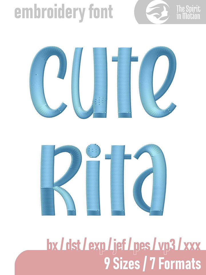 Cute Rita Machine Embroidery Font | PES, BX, DST product image (1)