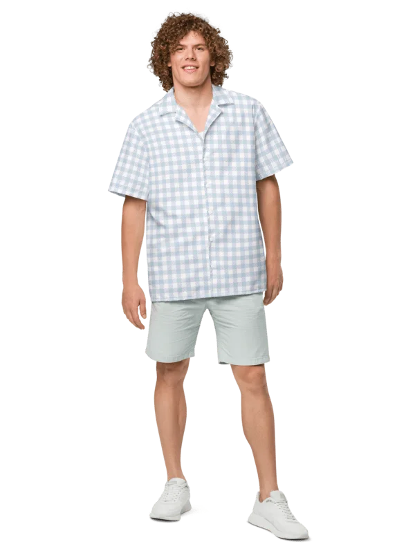 Light Blue Gingham Hawaiian Shirt product image (1)