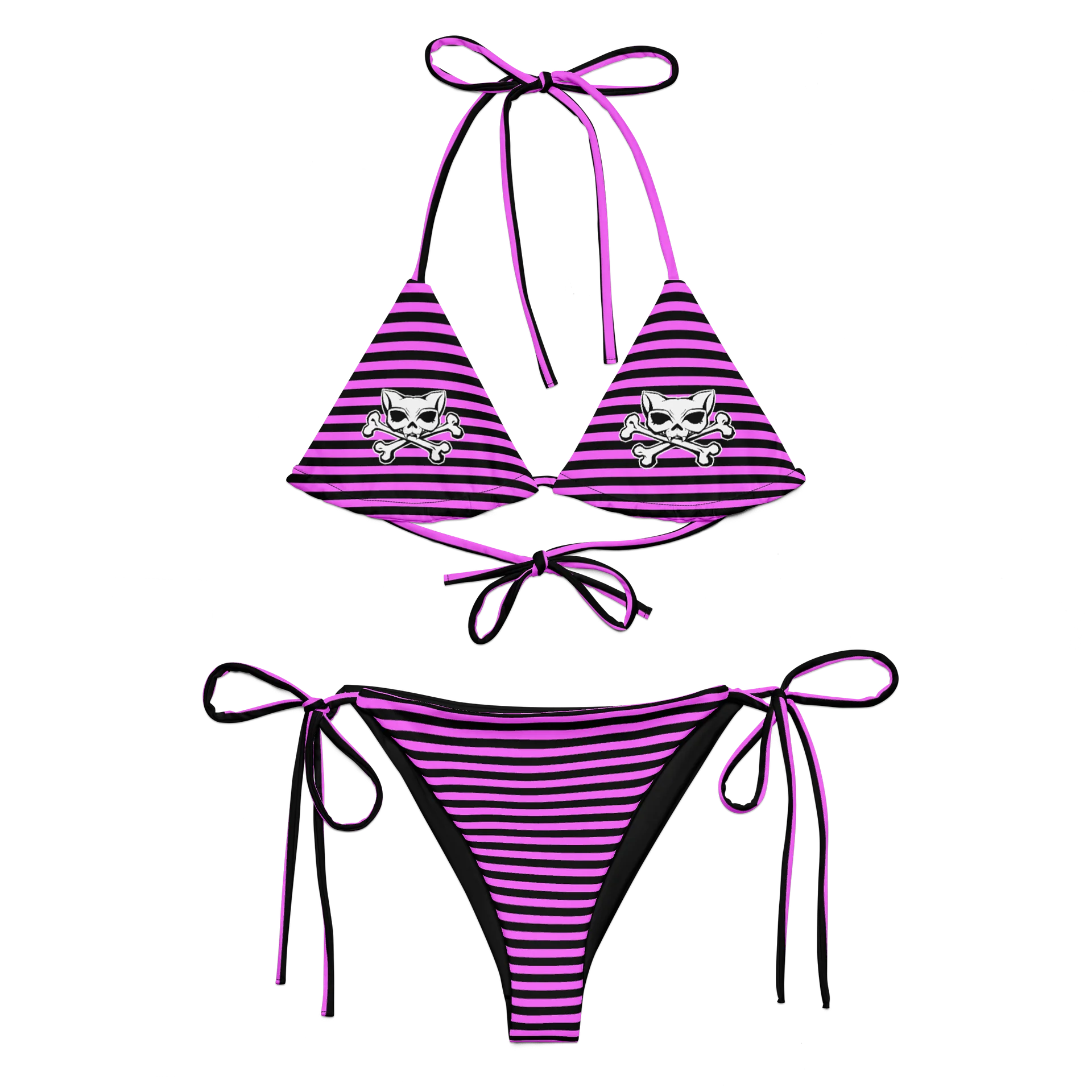 Blaque and Pink Kat Skull Bikini product image (1)