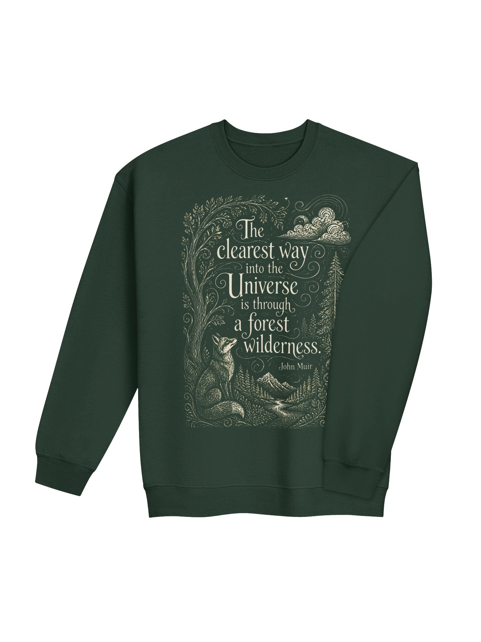 Forest Wilderness Quote Crewneck, John Muir Nature Sweatshirt with Fox product image (5)