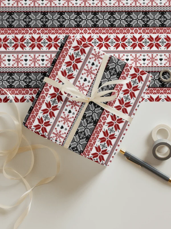 Winter Fair Isle Pattern Wrapping Paper, 3 Pack product image (1)