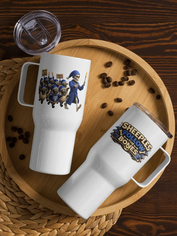 ''Sheeples Follow The Bones'' Travel Mug with a Handle product image (4)
