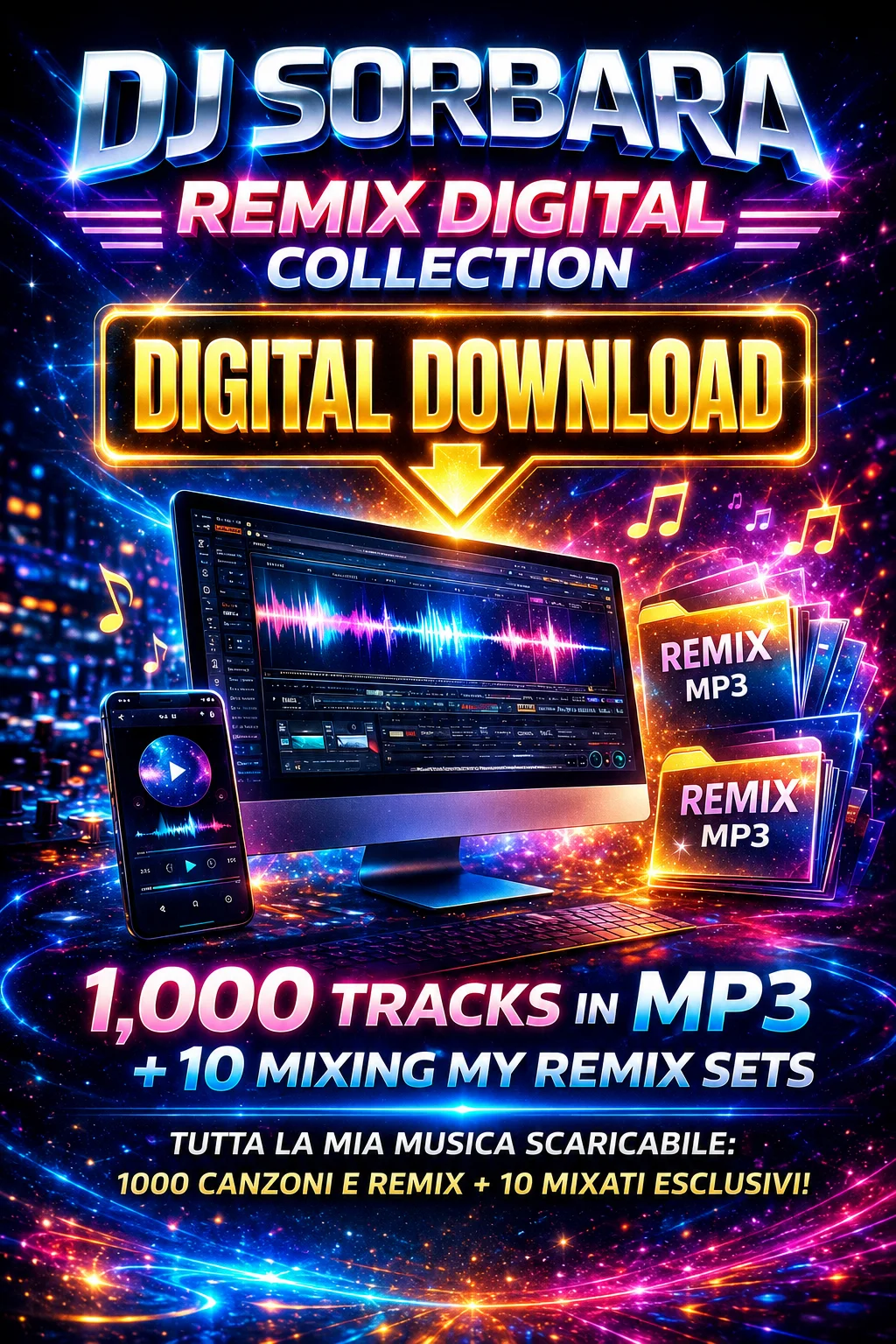 DJ SORBARA – REMIX DIGITAL COLLECTION 🎧 1000 Canzoni & Remix MP3 + 10 Mixati “Mixing My Remix” product image (1)