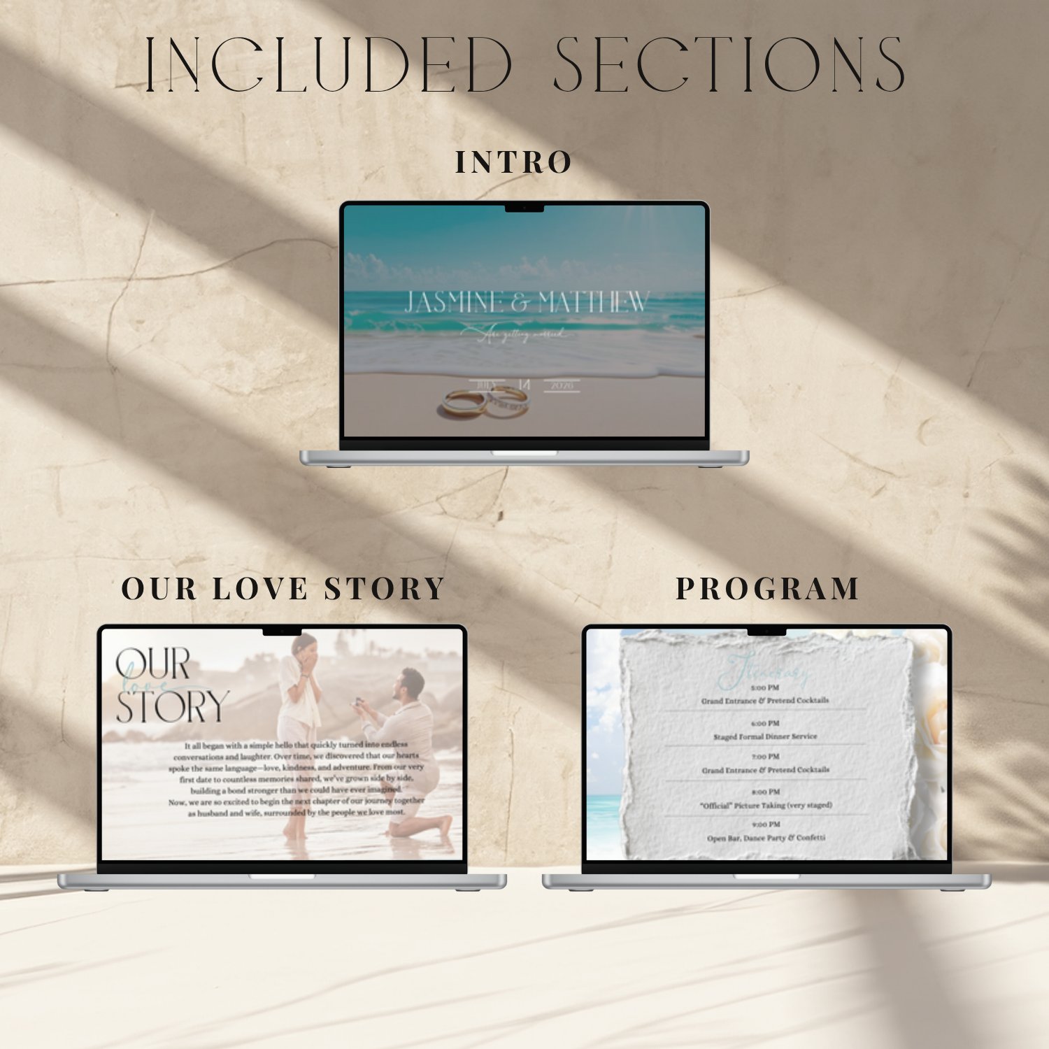 Beach Wedding Website Template | Coastal Ocean Theme | Editable Canva Template | Destination Wedding | RSVP Website | 5x7 Invite Included product image (3)