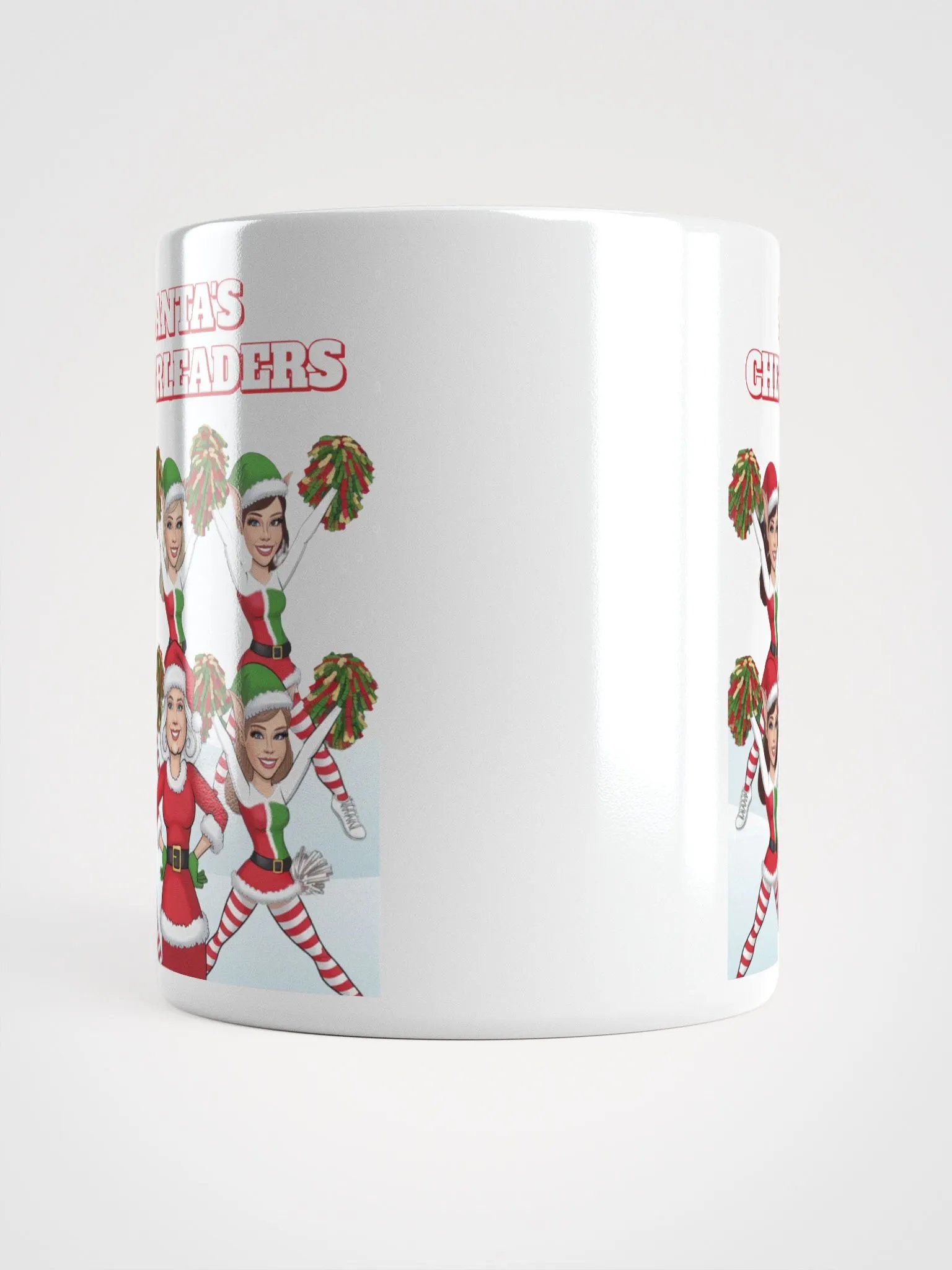 Santa's Cheerleaders Elves Squad White Mug product image (14)