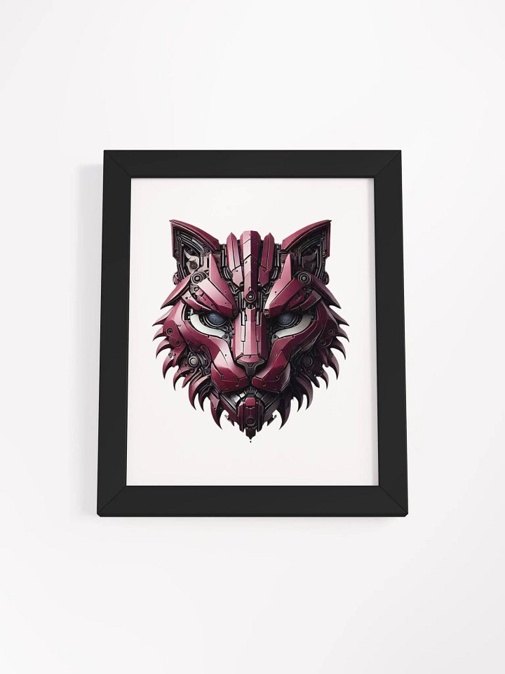 Framed High-Quality Matte Poster (in)| iron maroon cat robot design product image (3)