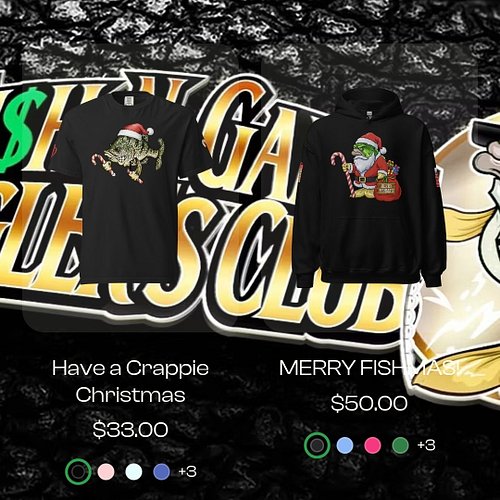 New Christmas merch for my fishermen! https://fish-n-game-anglers-club-shop.fourthwall.com/collections/all