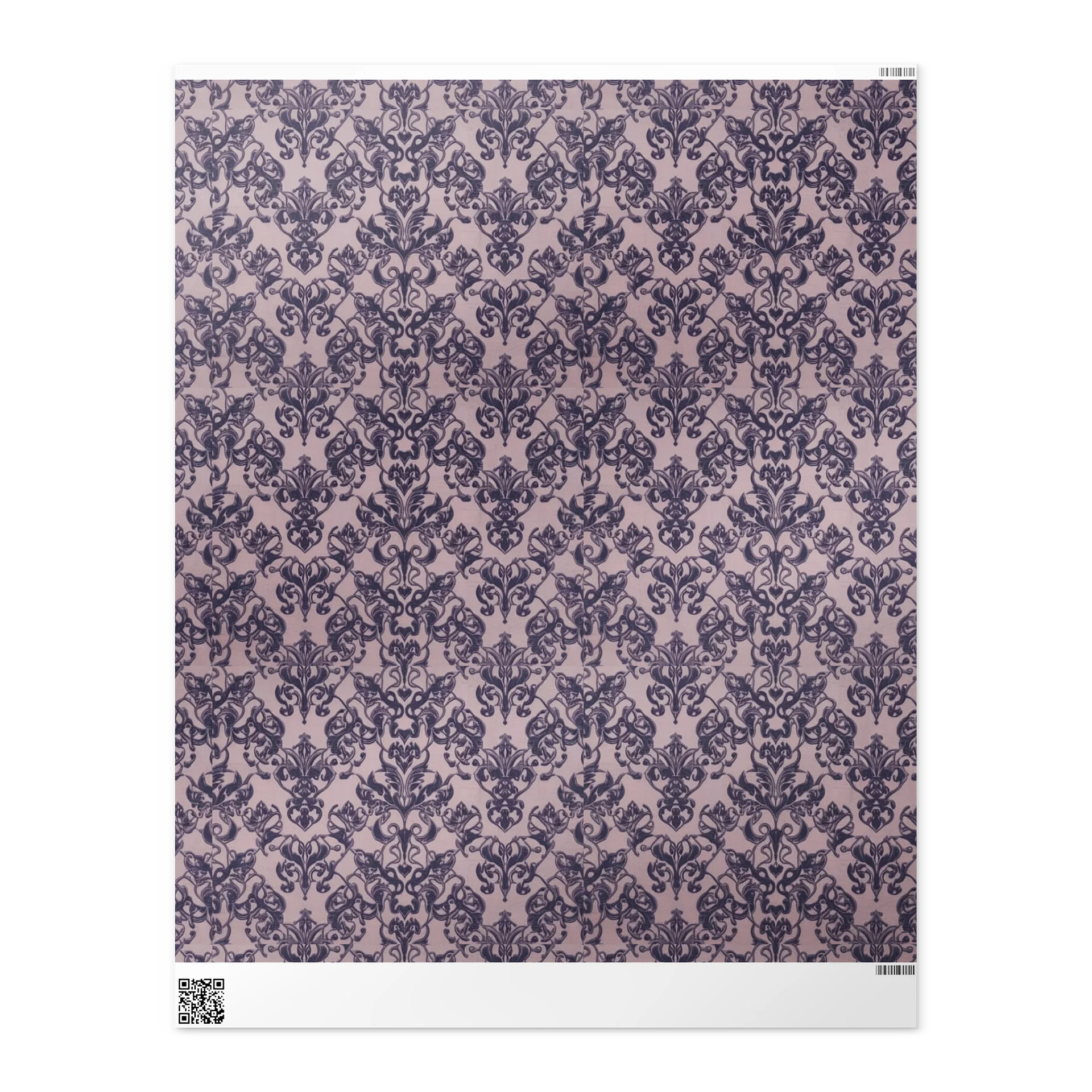 Mauve & Navy Damask Wrapping Paper product image (2)