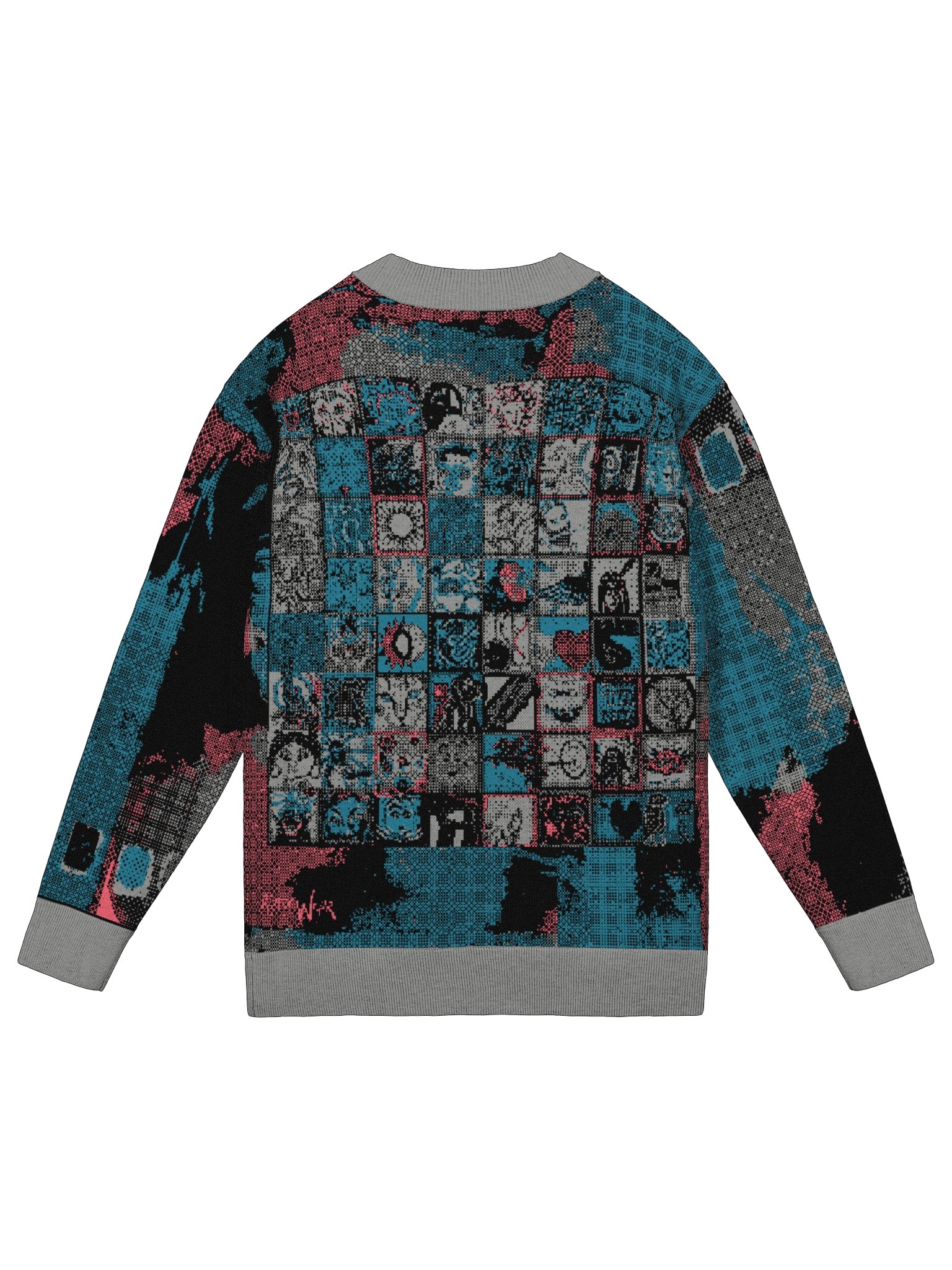 Ugly Sweater Button Cardigan 'Midnight Crazy Quilt" product image (2)