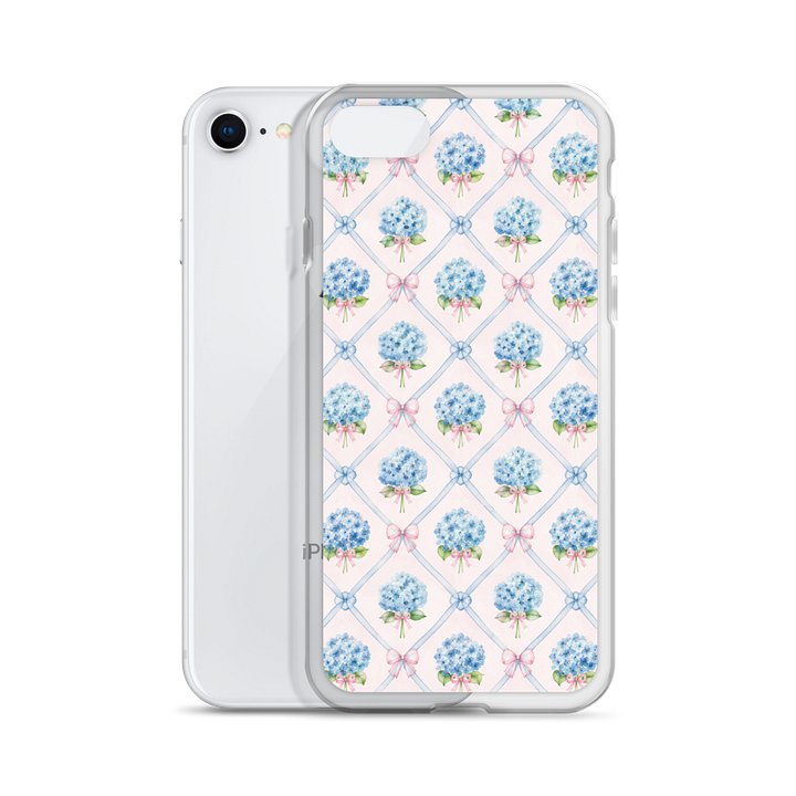 Blue Hydrangea Bow Clear iPhone Case product image (55)