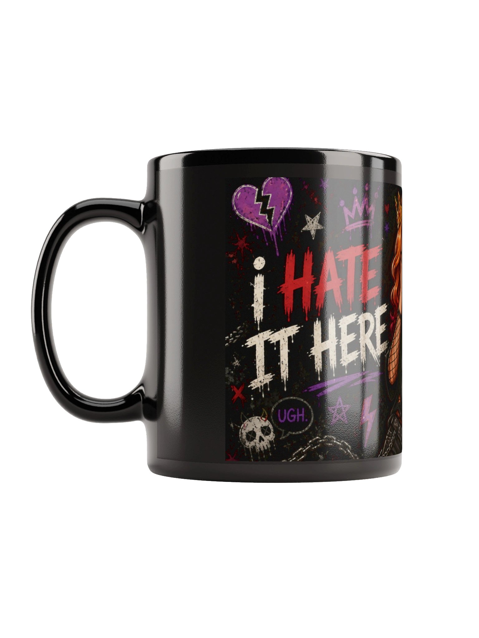 I HATE IT HERE — Black Glossy Goth Mug product image (1)