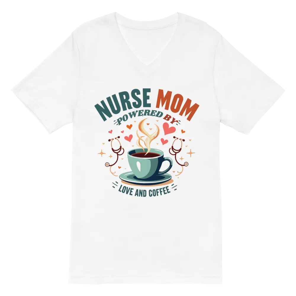 Love and Coffee Nurse Mom V-Neck Tee product image (6)