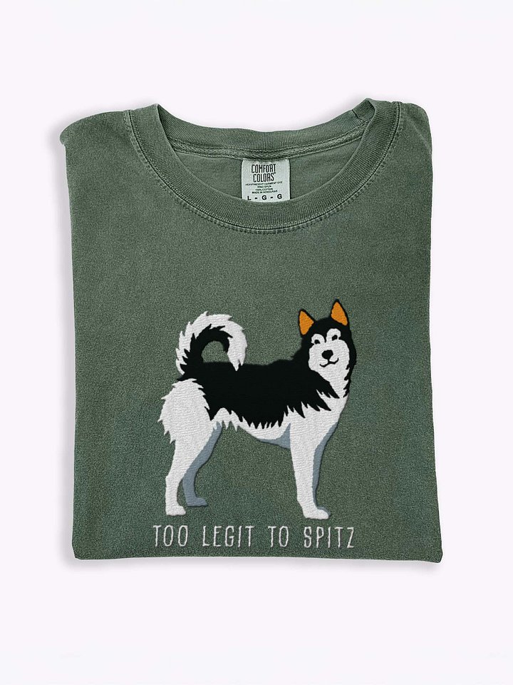 Too Legit to Spitz T-Shirt(Embroidered) of a Siberian Husky(Black & White) product image (1)