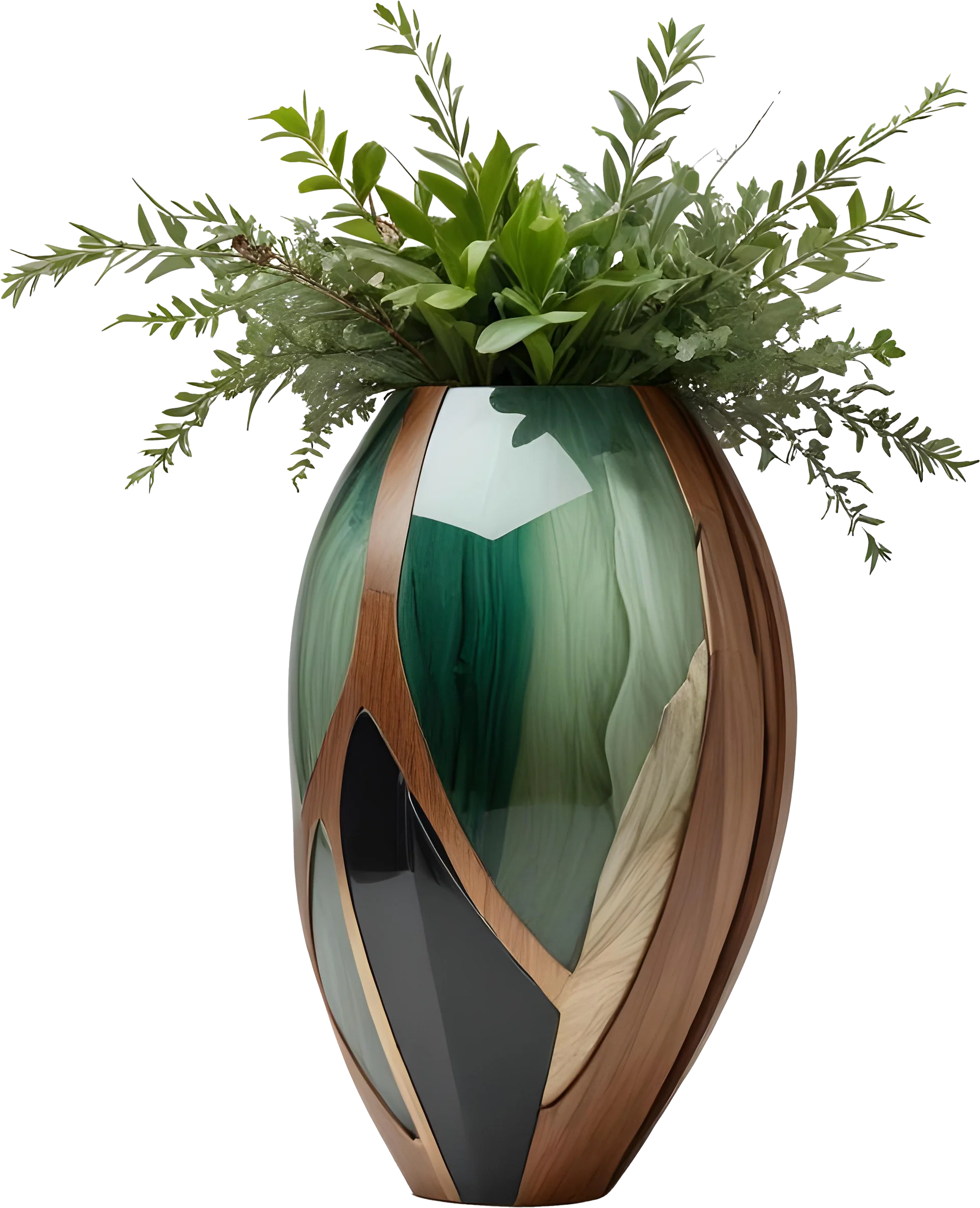 Luxe Botanique – Emerald Grace Vase PNG product image (1)