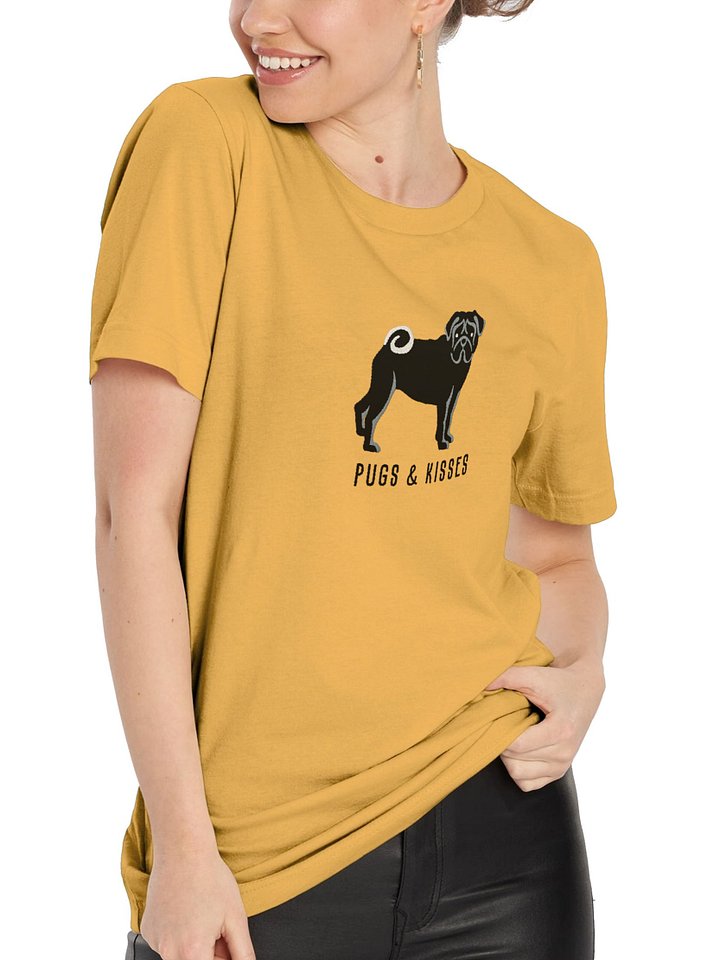 Pugs and Kisses T-Shirt(Embroidered) of a Pug(Black) product image (2)