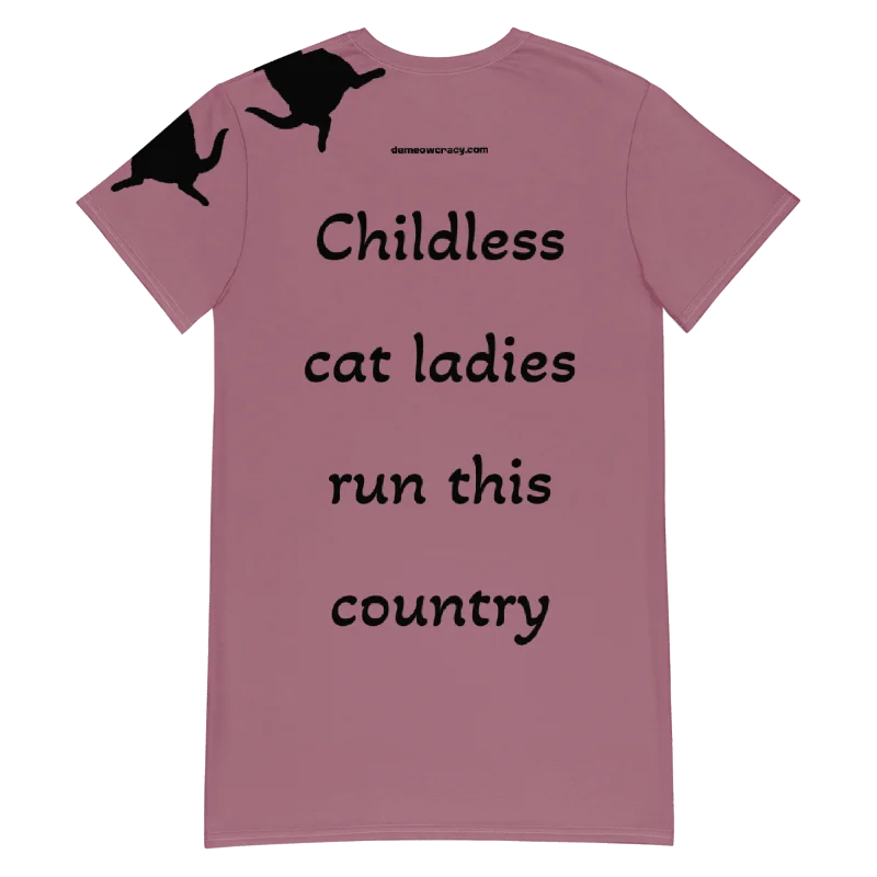 Childless Cat Ladies Run This Country T-Shirt Dress Mauve product image (6)