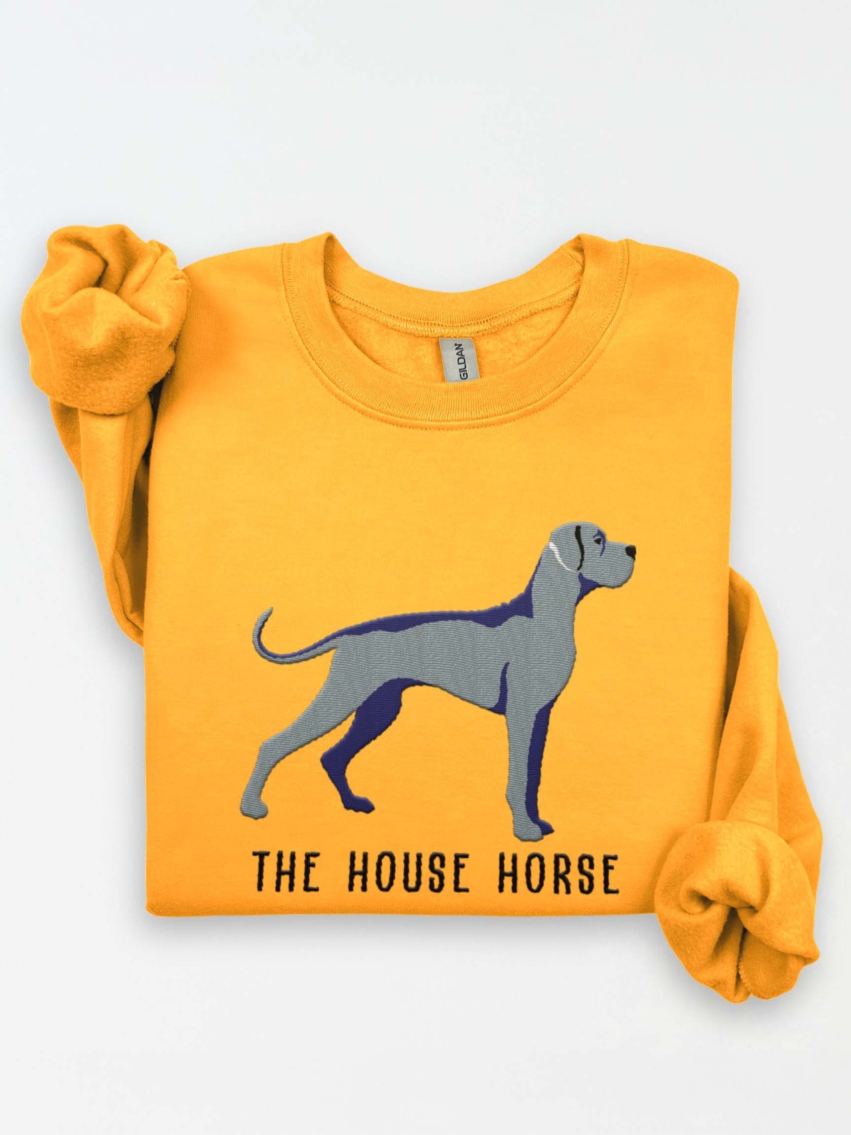 The House Horse Sweatshirt (Embroidered) of a Great Dane(Blue) product image (1)