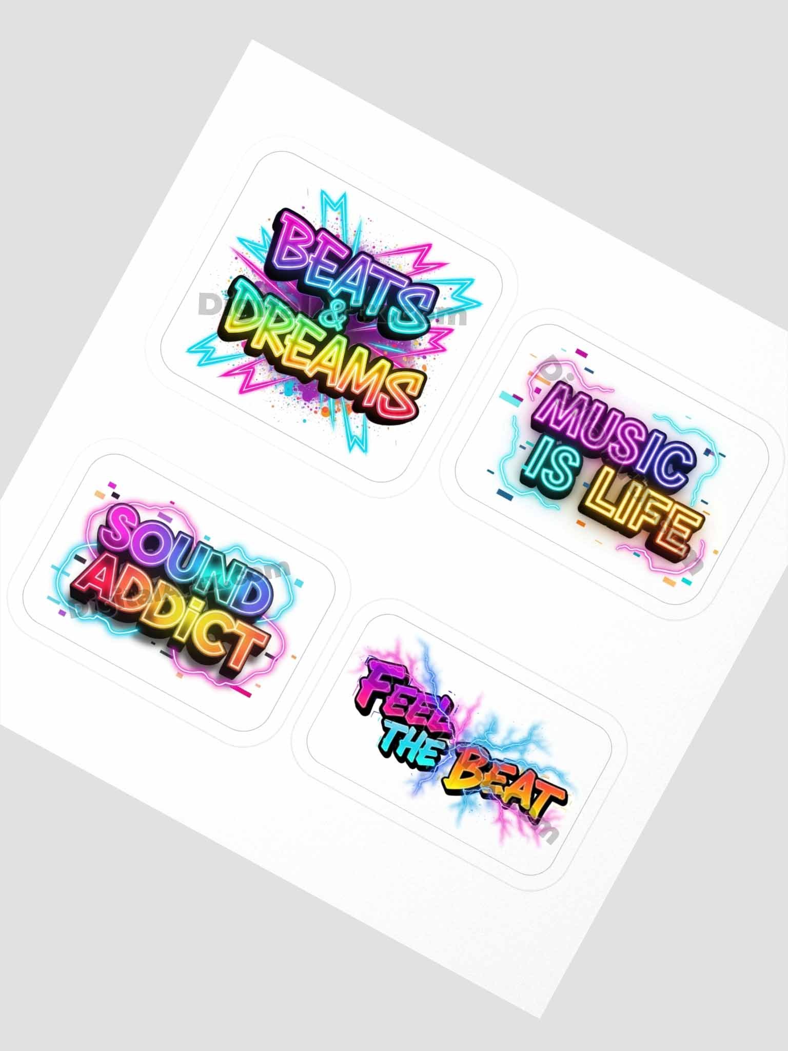 Neon Music Vibes Kiss Cut Stickers Set product image (2)
