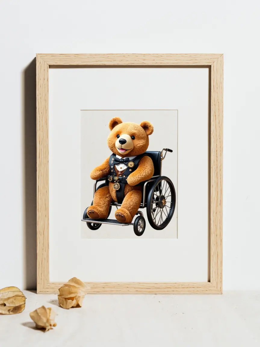 Teddy Bear in Wheelchair Kid Nursery Print Child Wall Art product image (4)