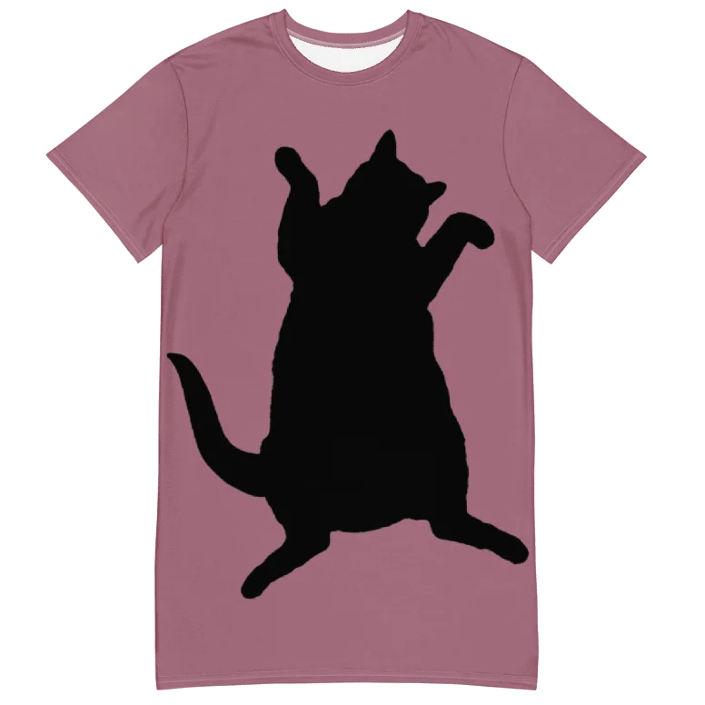 Dancing For Demeowcracy Feline Mauve T-Shirt Dress product image (6)