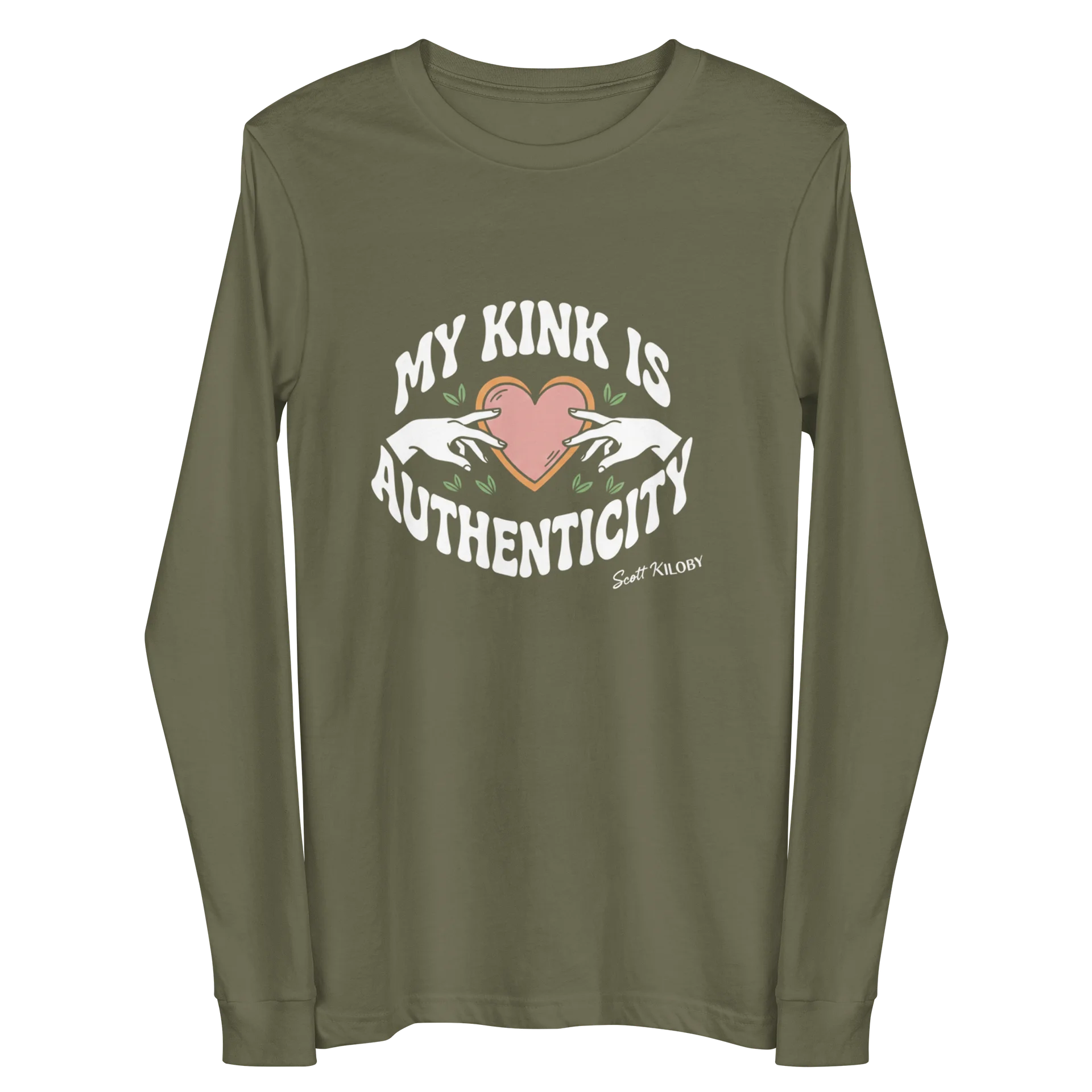 “My Kink Is Authenticity” Military Green Supersoft Long Sleeve T-Shirt product image (2)