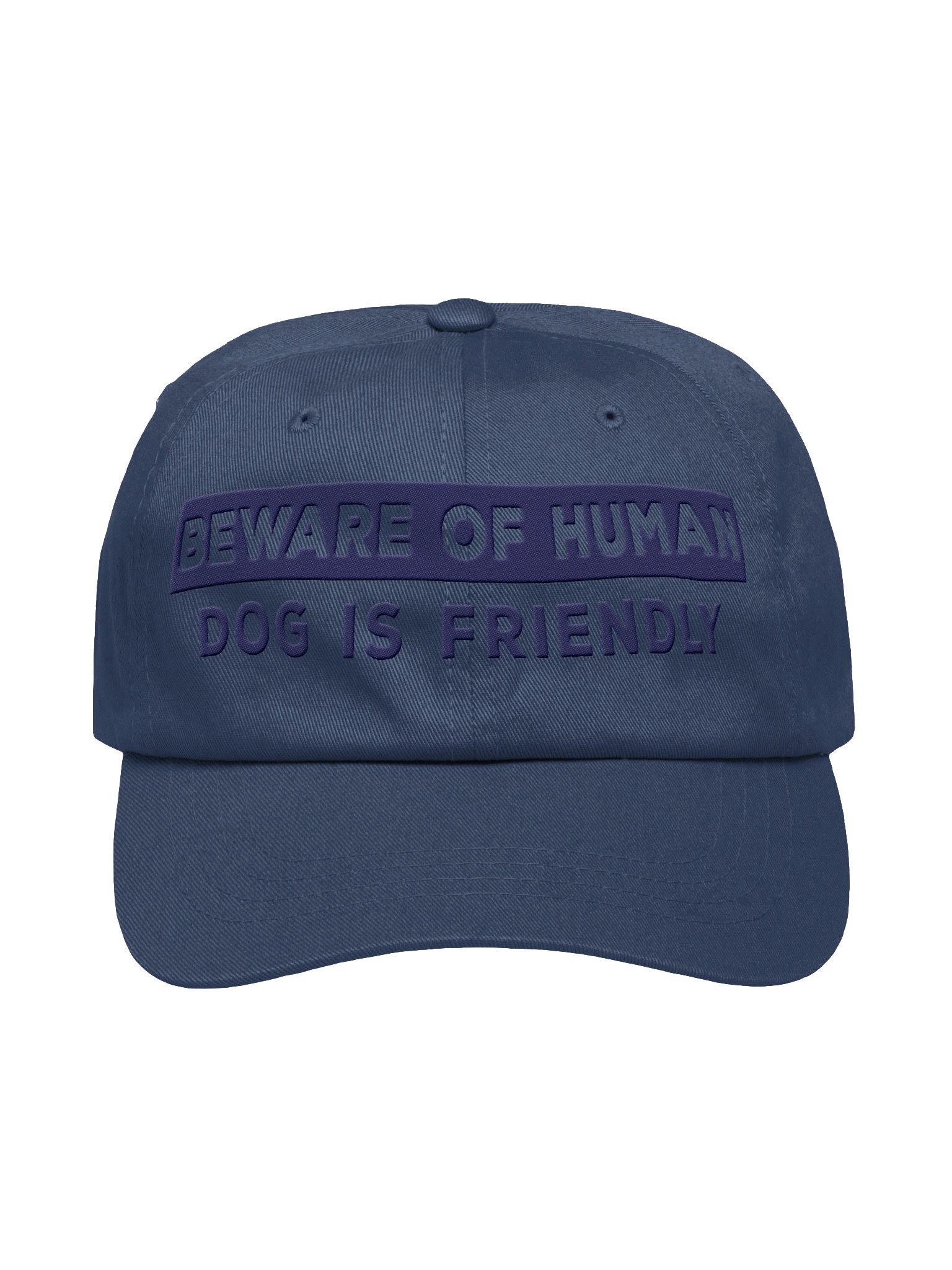 Beware of Human. Dog Is Friendly (Embroidered) Low Contrast (Navy) Classic Dad Hat product image (1)