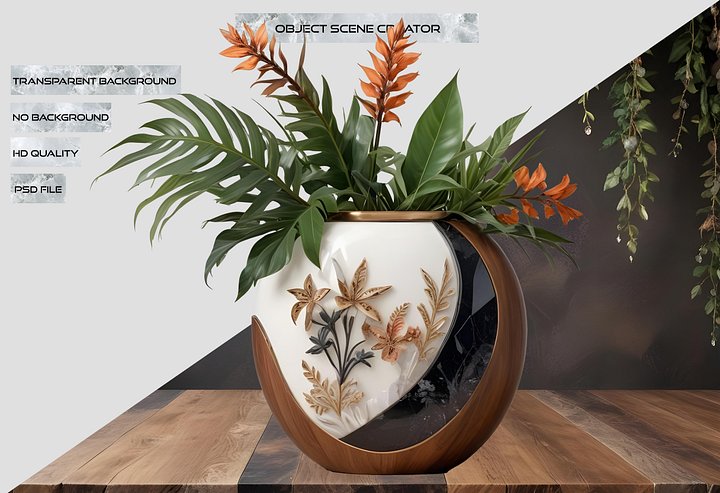 Dream of Eternity – Floral Art Deco Vase PNG product image (2)