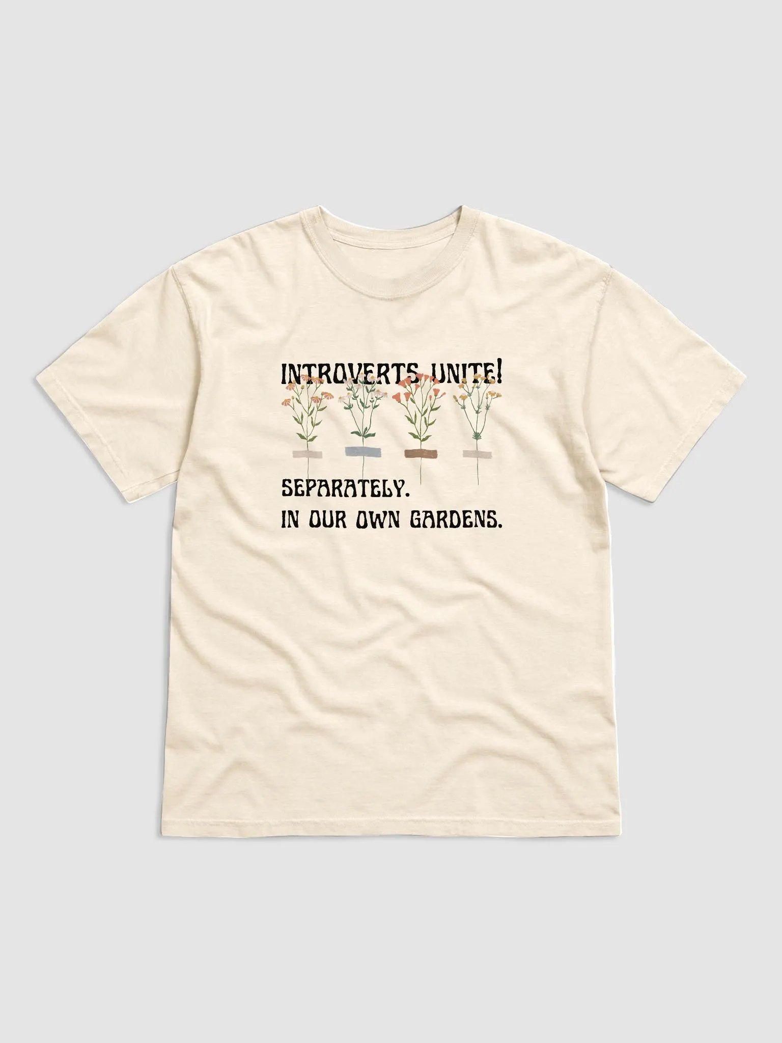 Hand-drawn funny sarcastic gardening introvert light T-shirt product image (2)