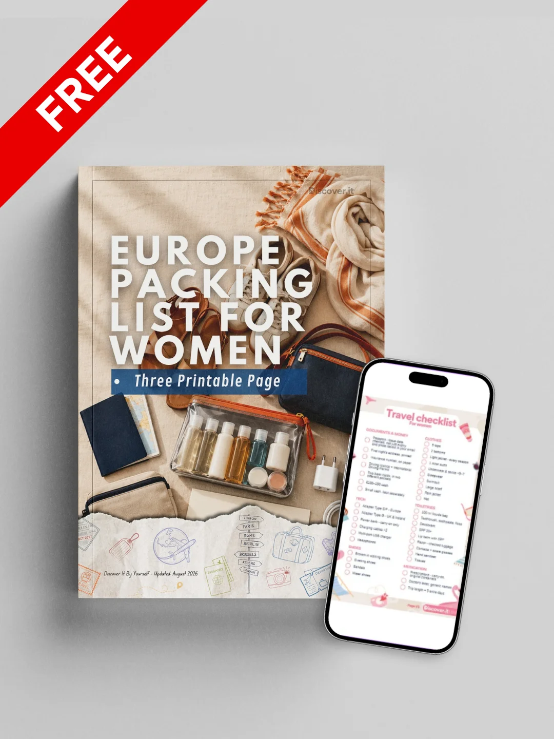 Europe Packing List for Women - Tree Printable Pages (Free) product image (1)