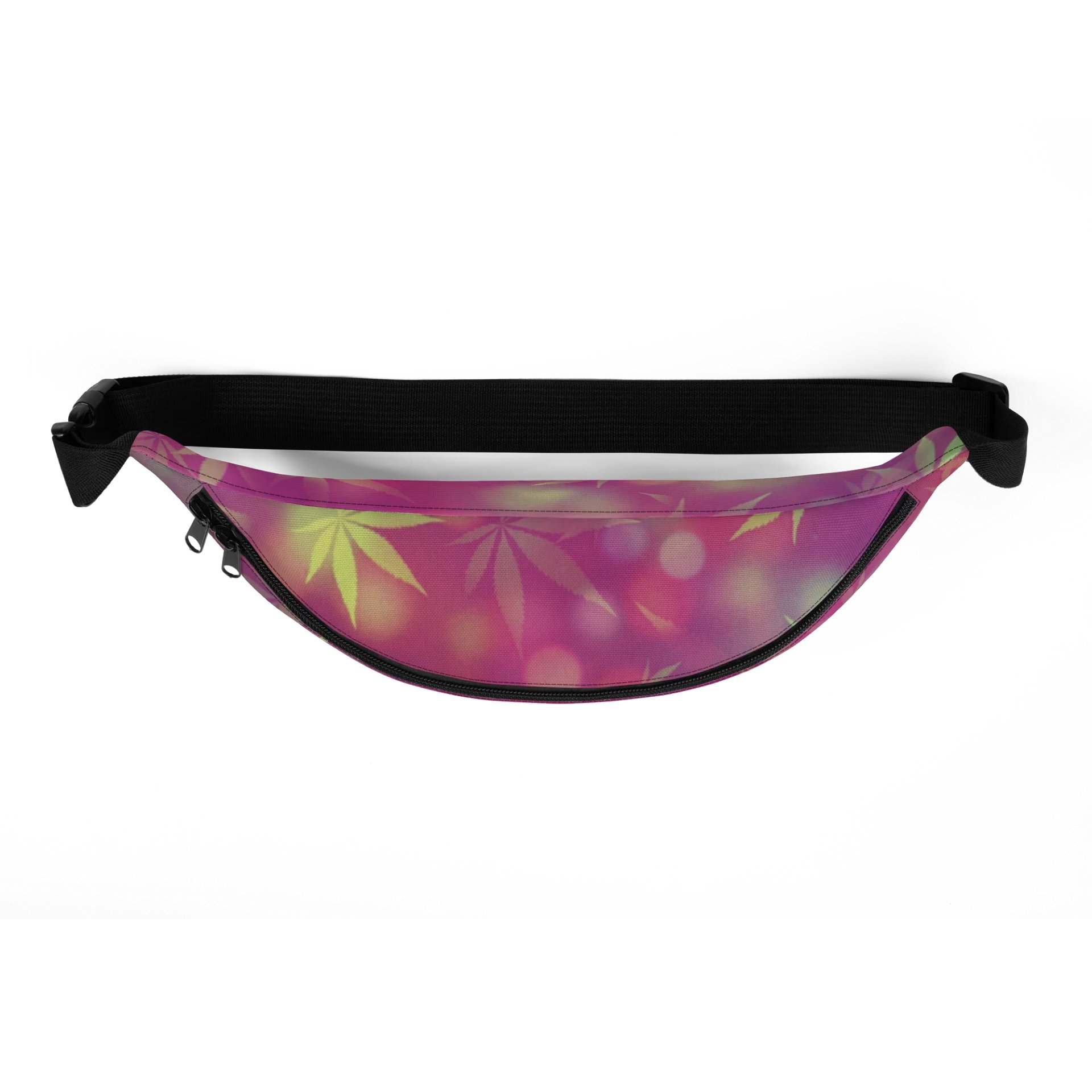 Maroon & Gold Bokeh Cannabis Leaf Pattern Fanny Pack product image (6)