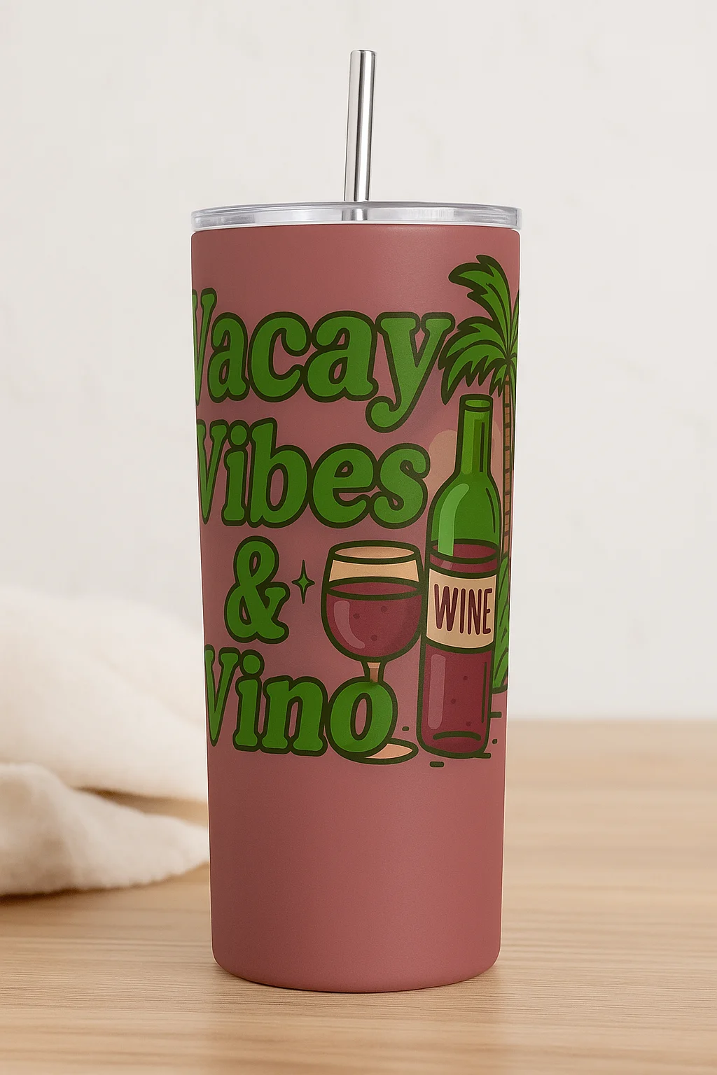 Vacay Vibes & Vino Tumbler Wrap | Wine Lover Summer Sublimation PNG | 20oz Skinny Wrap for Cricut, Silhouette & Crafts product image (5)