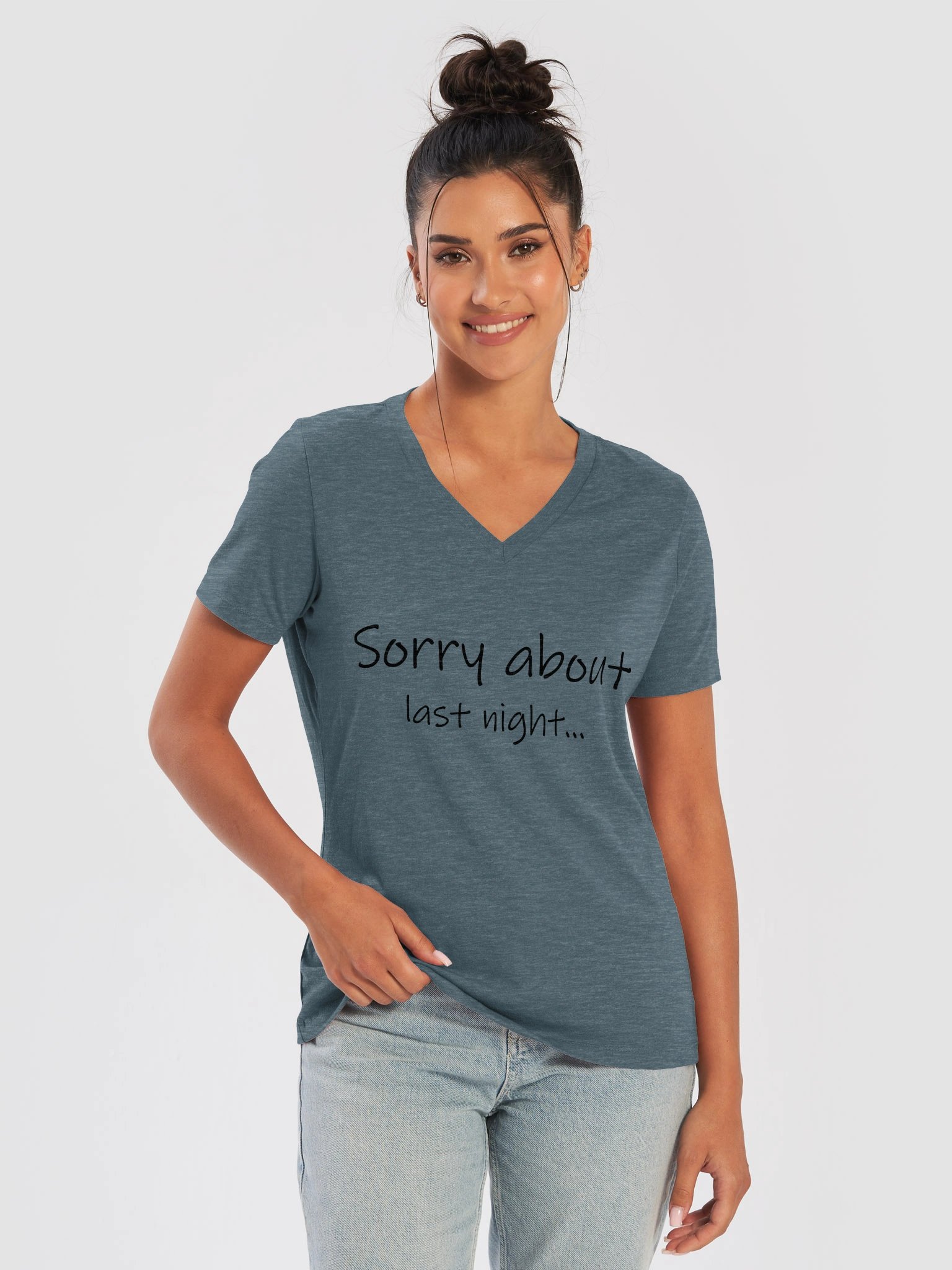 Sorry About Last Night Wms V Neck Tee product image (42)