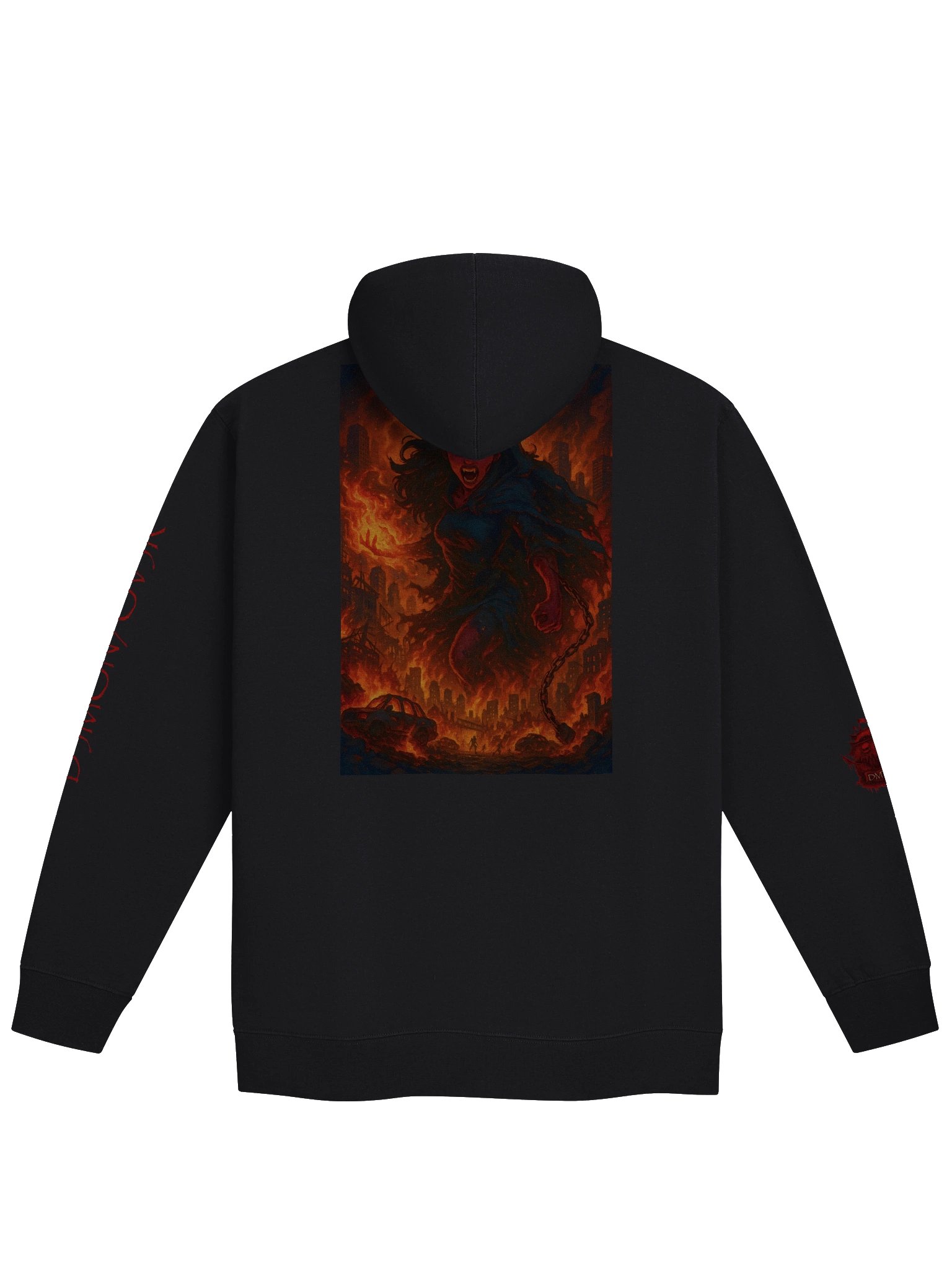 D3MON7OV3R Red Slanted Hoodie product image (2)