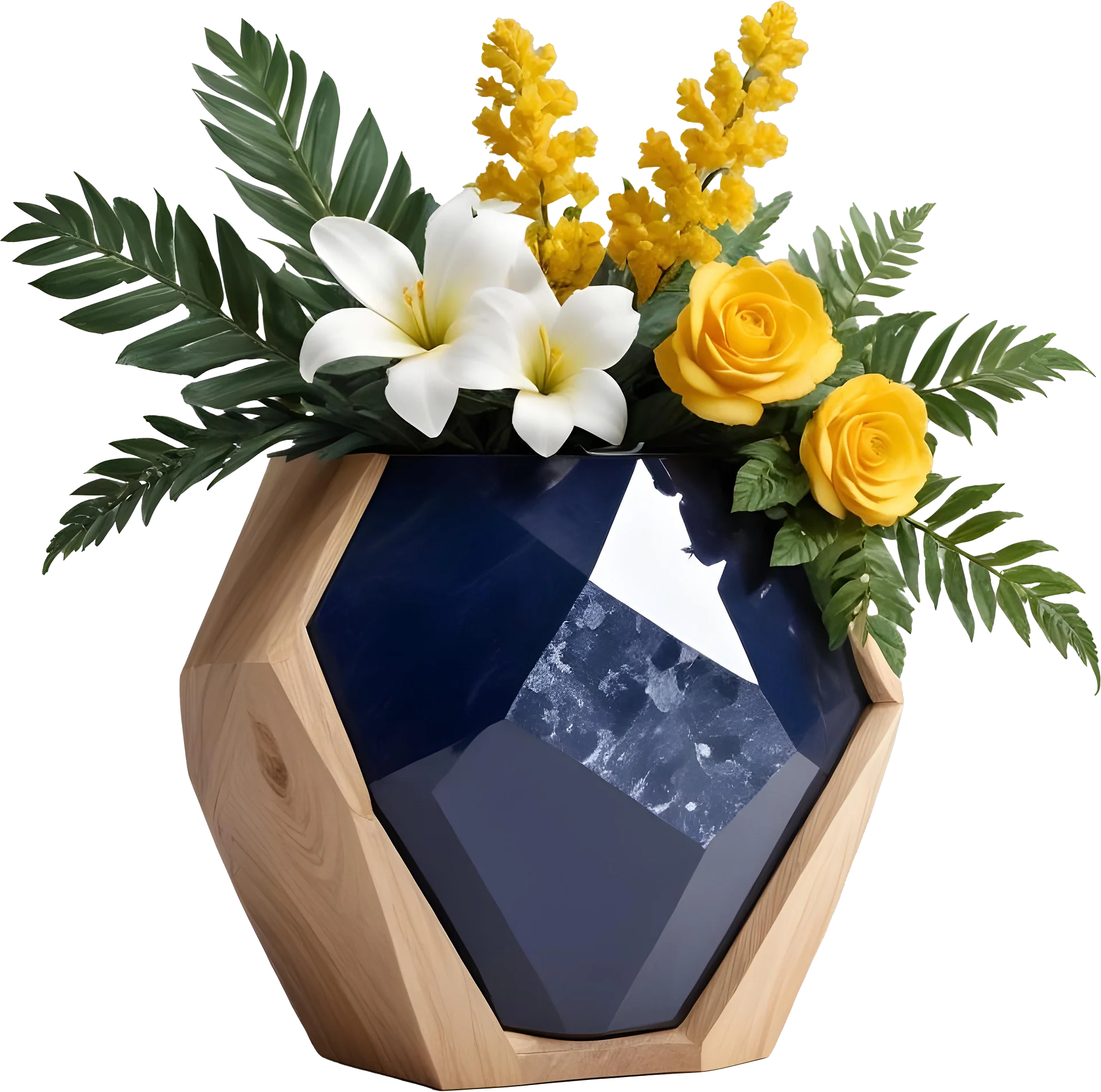 Golden Tides – Tropical Luxe Faceted Vase PNG product image (1)