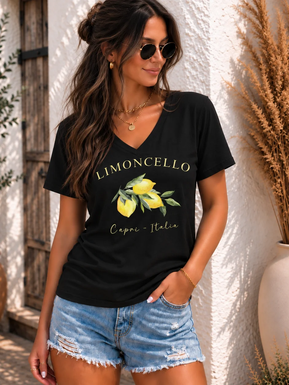 Limoncello V-Neck Graphic T-Shirt product image (2)