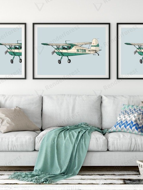 Cessna 120 Printable Digital Aviation Art - Blue Sky Background, Perfect Pilot Gift product image (3)