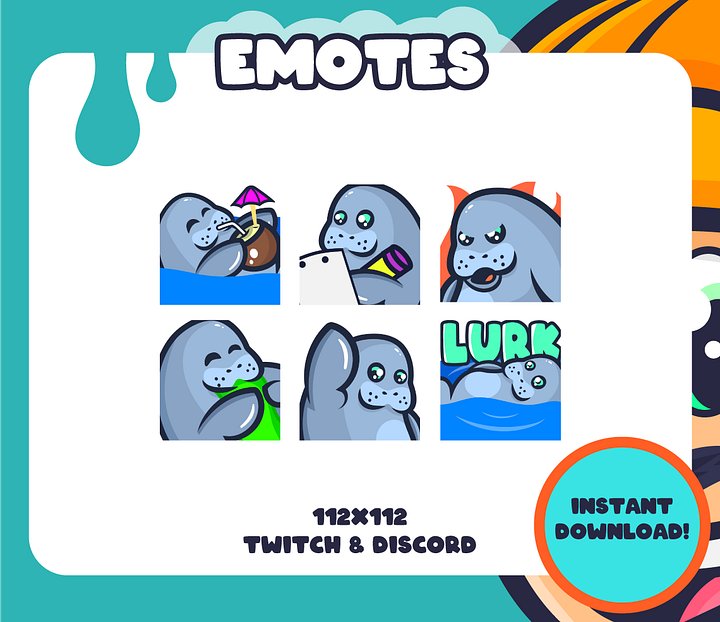 Cute Manatee Emotes (STATIC) product image (1)