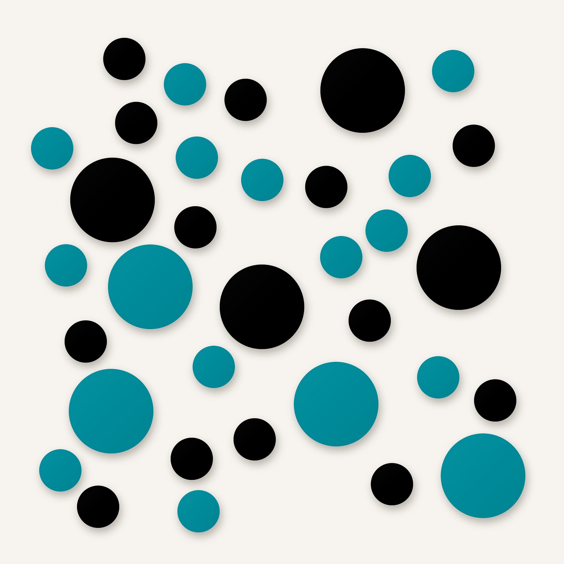 Black and Turquoise Polka Dot Wall Decals, 2" and 4" Vinyl Circle Stickers, Removable Dot Decals for Nursery, Kids Room, Playroom product image (1)