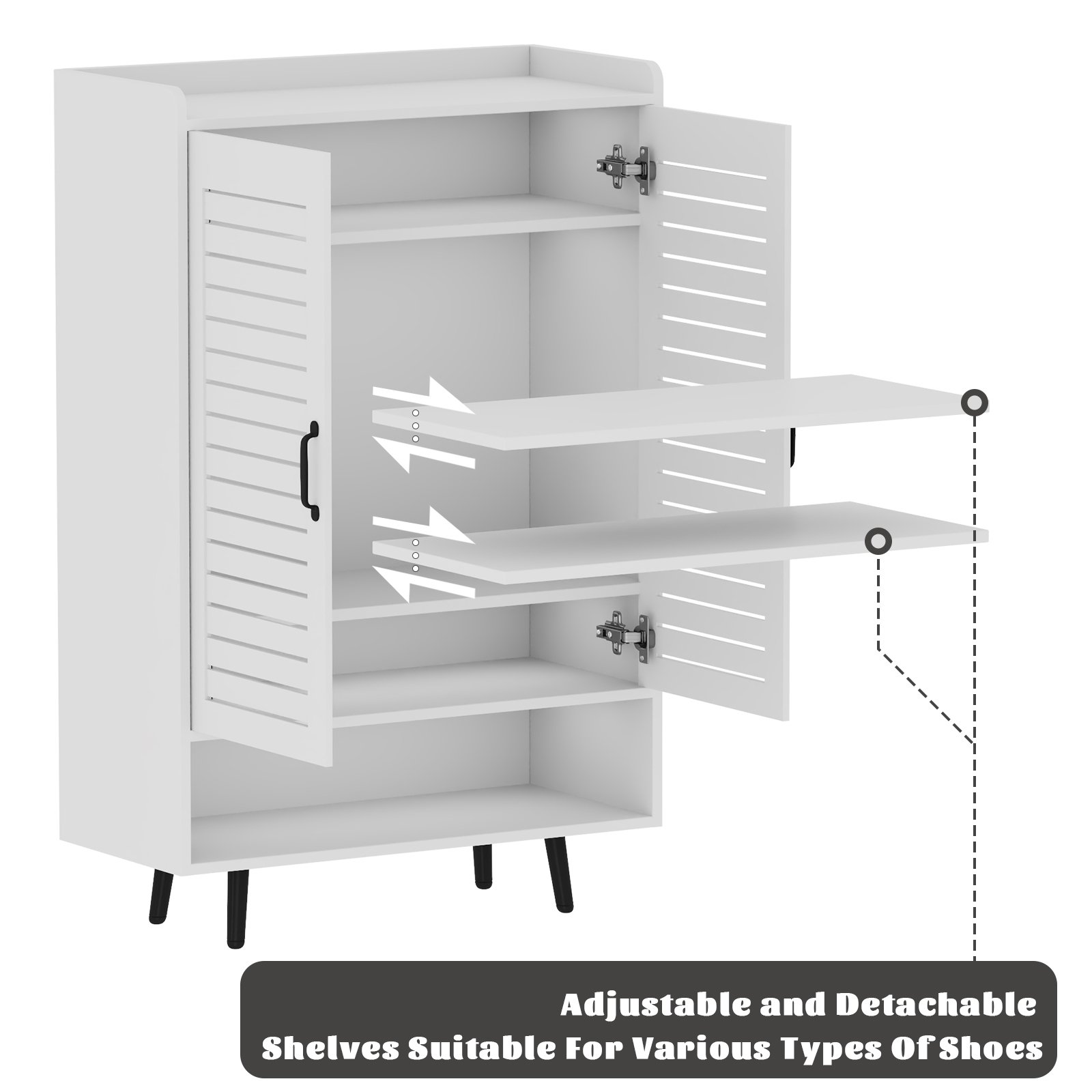 7 Tier Shoe Cabinet with Doors Shoe Storage Cabinet with Adjustable Shelves,50" Large Wooden Shoe Cabinet Storage for Closet, Shoe Organizer for Entryway, Hallway, White product image (4)