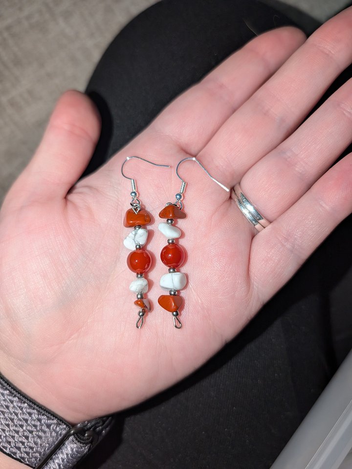 Red, Orange and White Themed Crystal Earrings! product image (2)