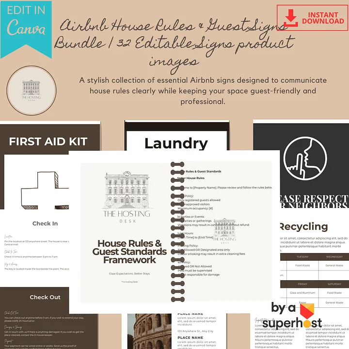 Airbnb House Rules & Guest Signs Bundle — 32 Editable Signs product image (2)