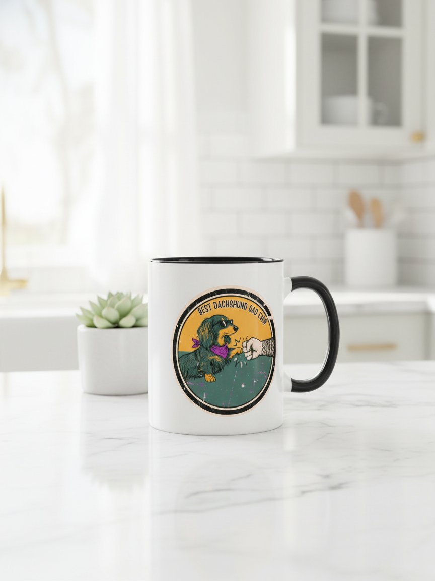 Best Dachshund Dad Ever Fist Bump Ceramic Mug product image (2)