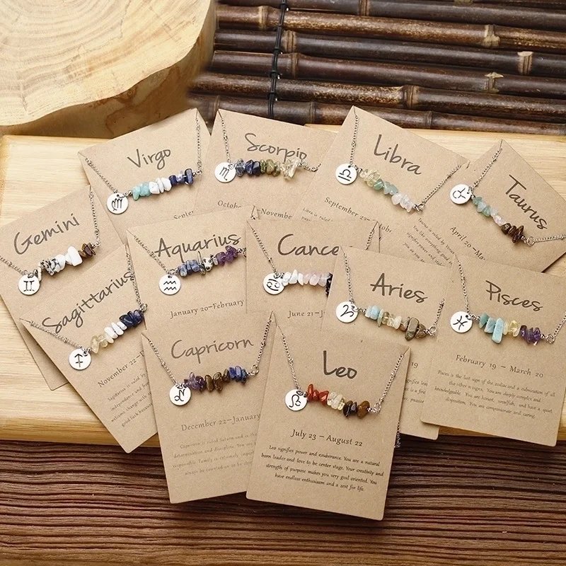 Minimalist Zodiac Stone Pendant Necklace – Stainless Steel, Adjustable, & Meaning-Filled product image (2)
