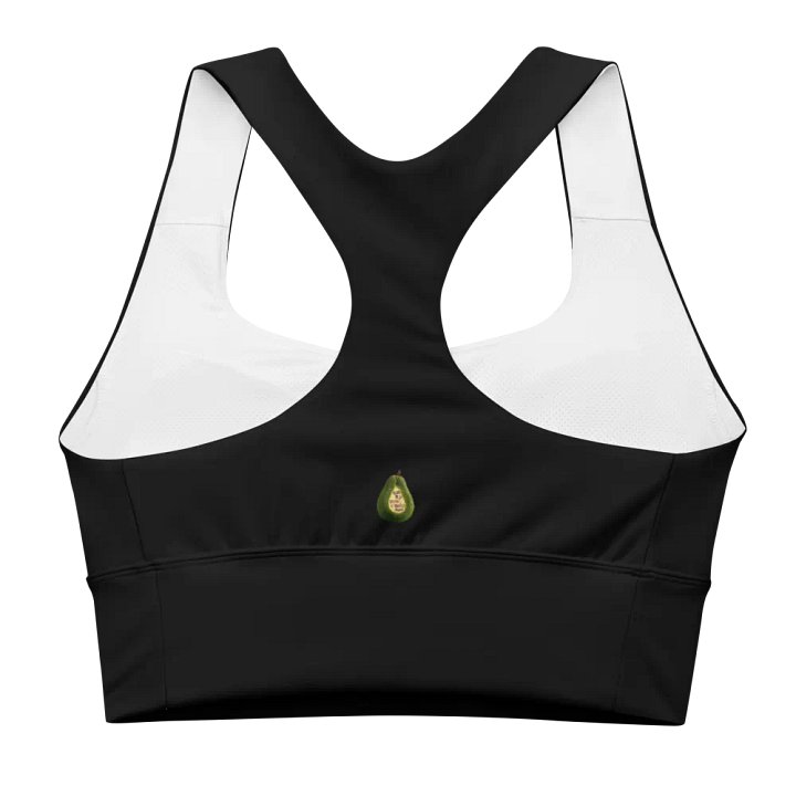 CozyAvocado Women's Black Recycled Longline Sports Bra Strawberry #1 product image (2)