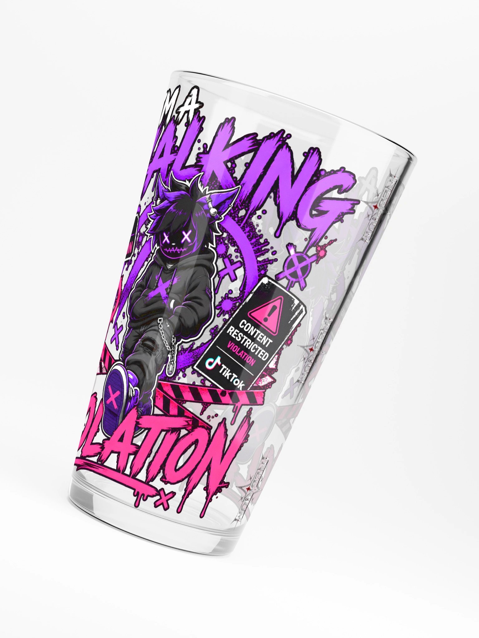 Walking Violation Neon Art Shaker Pint Glass product image (6)