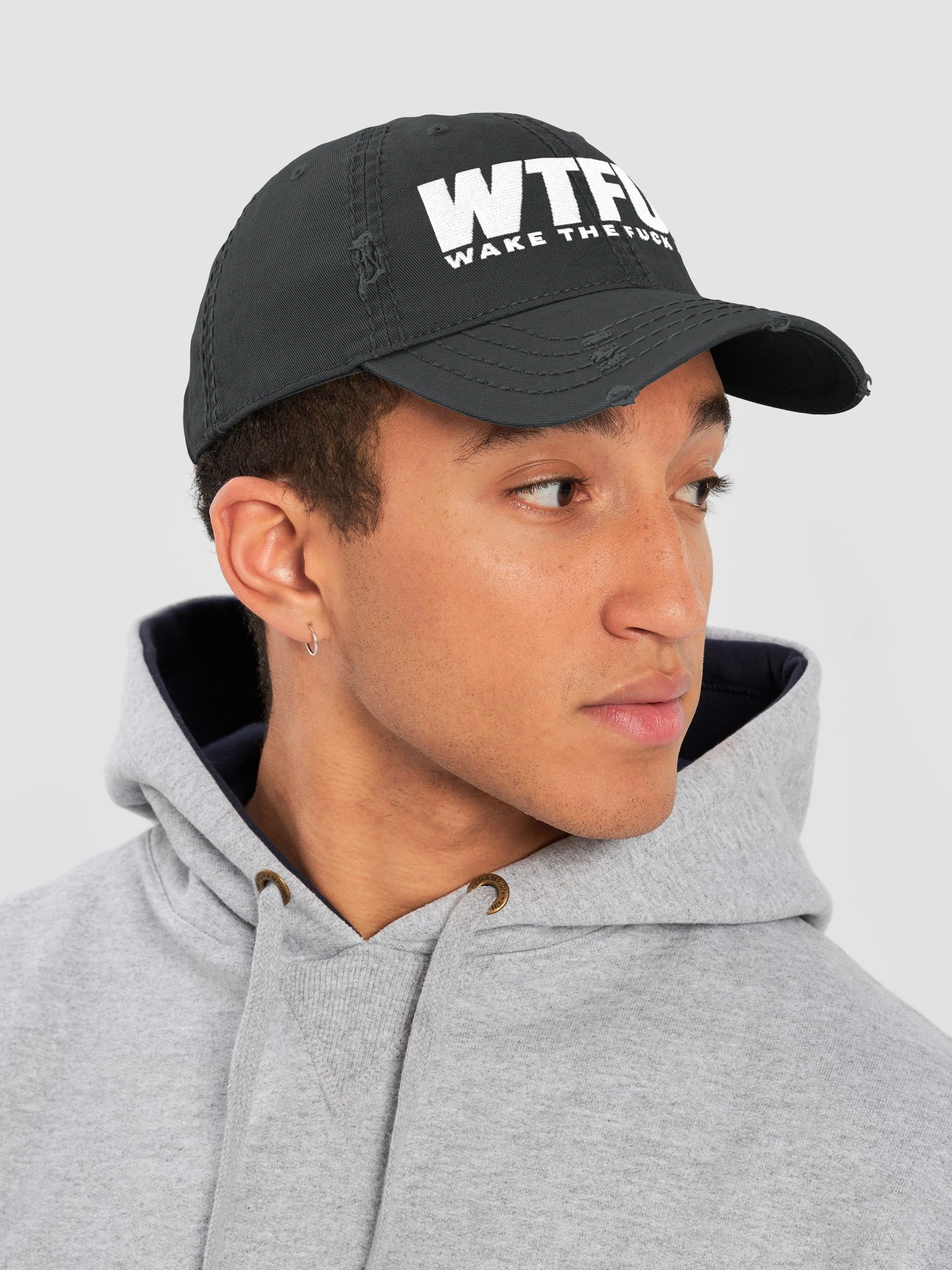 WTFU! Wake The Fuck Up Distressed Hat - Embroidered product image (7)