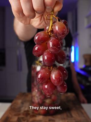 Most people don't even realize you can ferment grapes like this. Full method in bio 👆 Once you do, they stop tasting anything like regular grapes. Sweet but tangy now. A little carbonation. Deeper flavor from the cinnamon and orange peel. They soften slightly but still pop when you bite into them. Not wine. Not juice. Just fermented grapes. Quick method:Red grapes, salt brine, cinnamon stick, orange peel, raisins. Pack jar, pour brine, keep submerged. 3-5 days at room temp. Taste as you go. These end up on boards, next to cheese, with meat, or straight out of the jar. Once you try grapes like this, regular grapes don't really cut it anymore. #fermentedgrapes #fermentation #fermentedfoods #probiotics #guthealth #lactofermented #snackboard #dishbydavid #brinelab