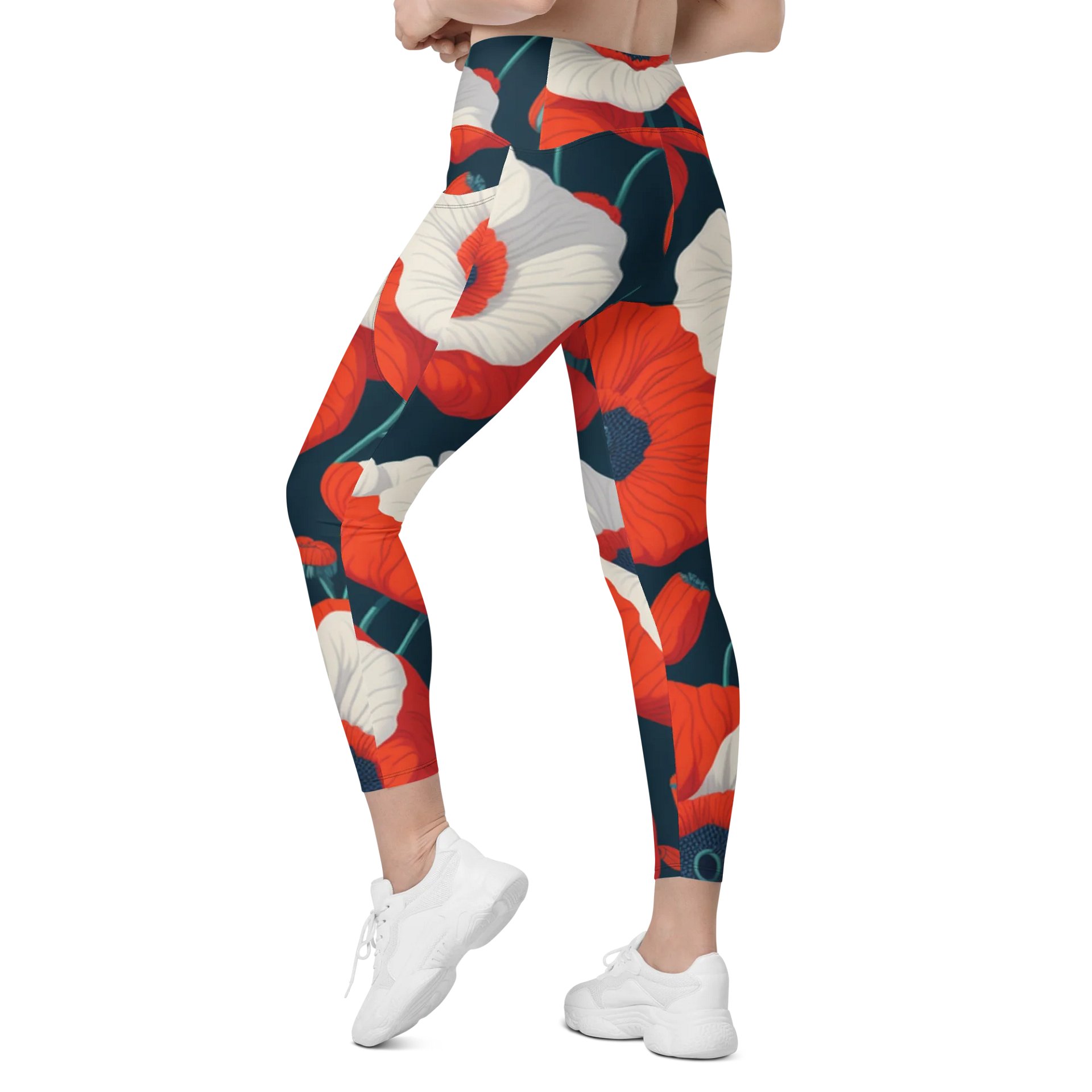 Barry Grady 'Poppies' Crossover Leggings with Pockets product image (7)