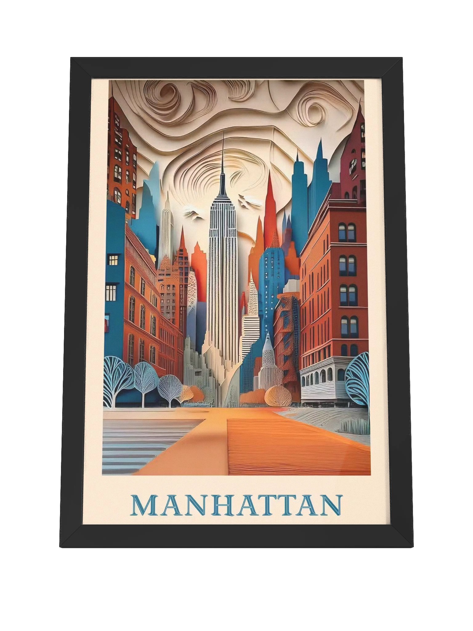 Vibrant Manhattan themed Ayous Wood Framed Matte Poster product image (4)