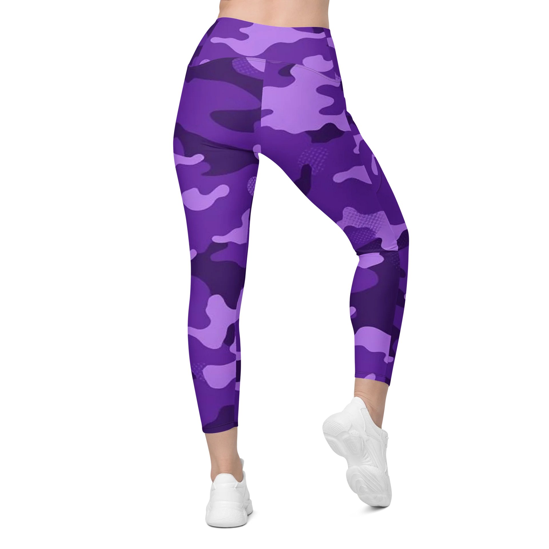 Purple Camo Crossover Leggings with Pockets product image (2)